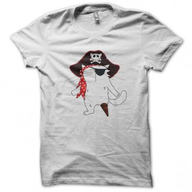 tee shirt chat pirate blanc
