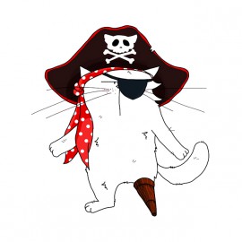 tee shirt chat pirate blanc
