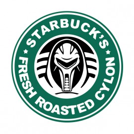 tee shirt Starbuck fresh roasted cylon blanc