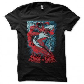 tee shirt Zombie vs shark noir