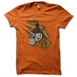 tee shirt skull Orange  