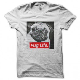 tee shirt Pug life blanc