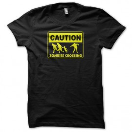 tee shirt caution zombies crossing black