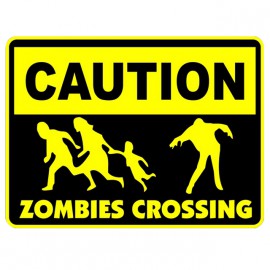 tee shirt caution zombies crossing white