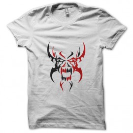 tee shirt black and red ink tribal skull blanc