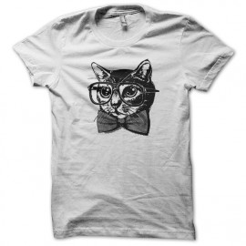 tee shirt Nerd Cat blanc