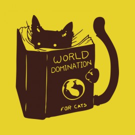 tee shirt world domination cat jaune