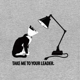 tee shirt take me to your leader cat grey
