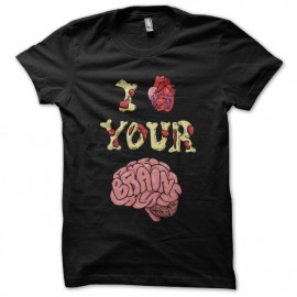 tee shirt I love your brains noir
