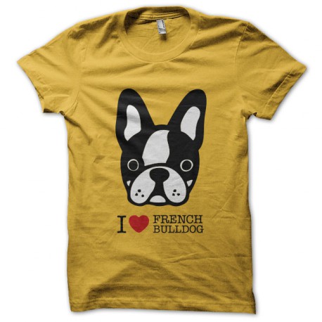 tee shirt I love French Bulldog jaune