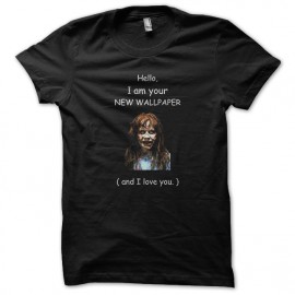 tee shirt hello, I am your new wallpaper and I love you  black