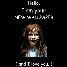 tee shirt hello, I am your new wallpaper and I love you  black