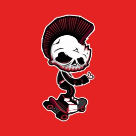 tee shirt Skater skull red