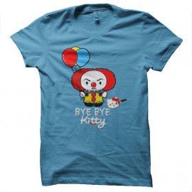 tee shirt clown tueur bye bye kitty parodie bleu ciel