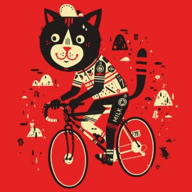 tee shirt cat bicycle red
