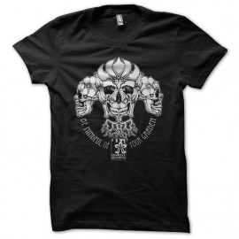 tee shirt skull flower black