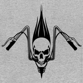 tee shirt biker skull gris