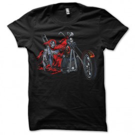 tee shirt skeleton biker noir