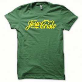 Tee shirt Jesu-Christo version rasta  jaune/vert bouteille mixtes tous ages