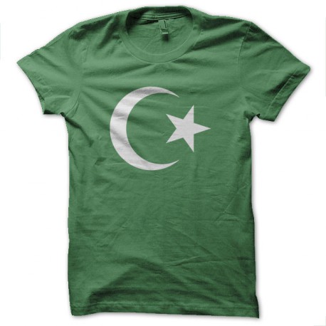 Tee Shirt Islam White on Green