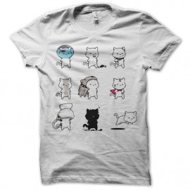 tee shirt all cat emotion blanc