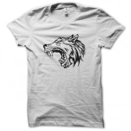 tee shirt wolf design art blanc