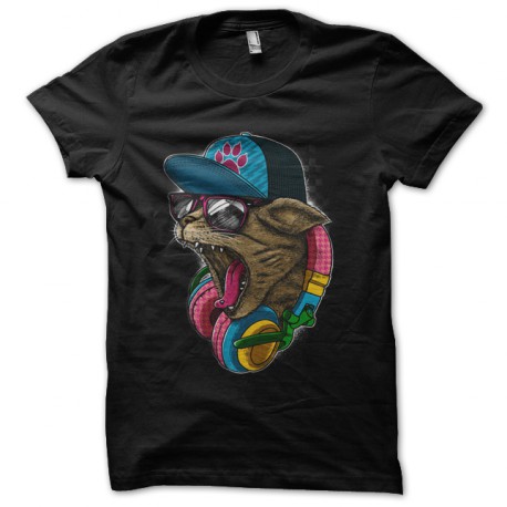 tee shirt cat hiphop design noir