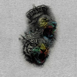 tee shirt the lion and the tiger design art gris