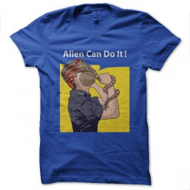 tee shirt alien can do it bleu