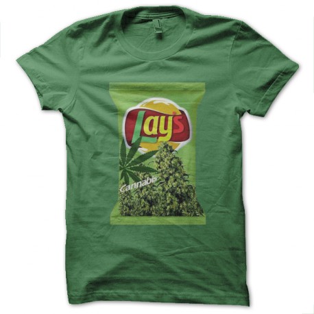 tee shirt Lay's cannabis vert