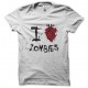 tee shirt I love zombie blanc