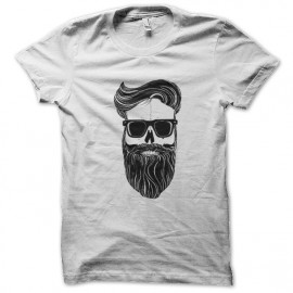 tee shirt skull beard blanc