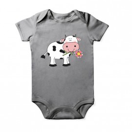 Grenouillère vache pour bébé Baby Gris Chiné Courtes