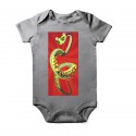 Grenouillère serpent kung fu pour enfant Baby Gris Chiné Courtes
