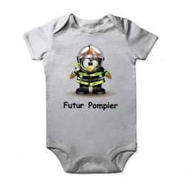 Body futur pompier pour bébé Baby Blanc Courtes