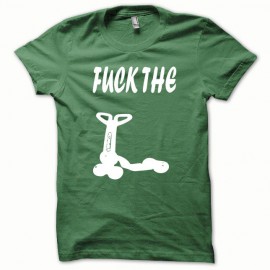 Tee shirt Fuck the Trotinette blanc/vert bouteille mixtes tous ages